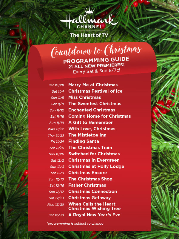 Hallmark Channel Countdown To Christmas Printable Schedule | Printable Calendar 2019 2020